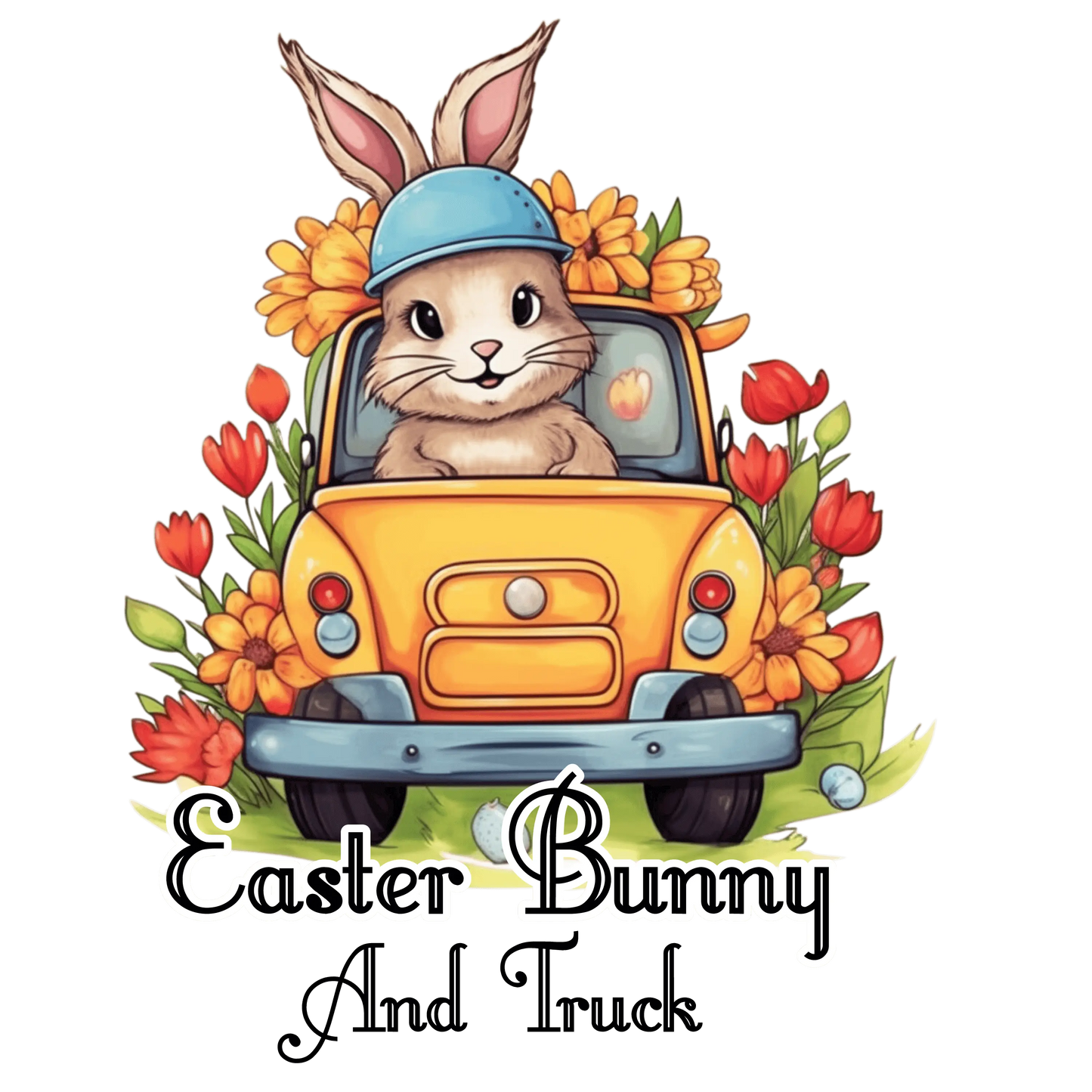 Easter Bunny And Truck Design - DTF Ready To Press