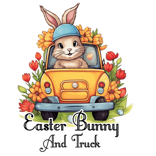 Easter Bunny And Truck Design - DTF Ready To Press