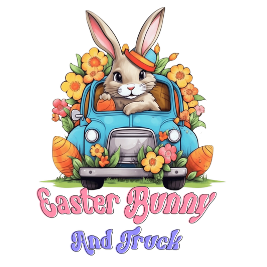 Easter Bunny And Truck Hunting Time Design - DTF Ready To Press