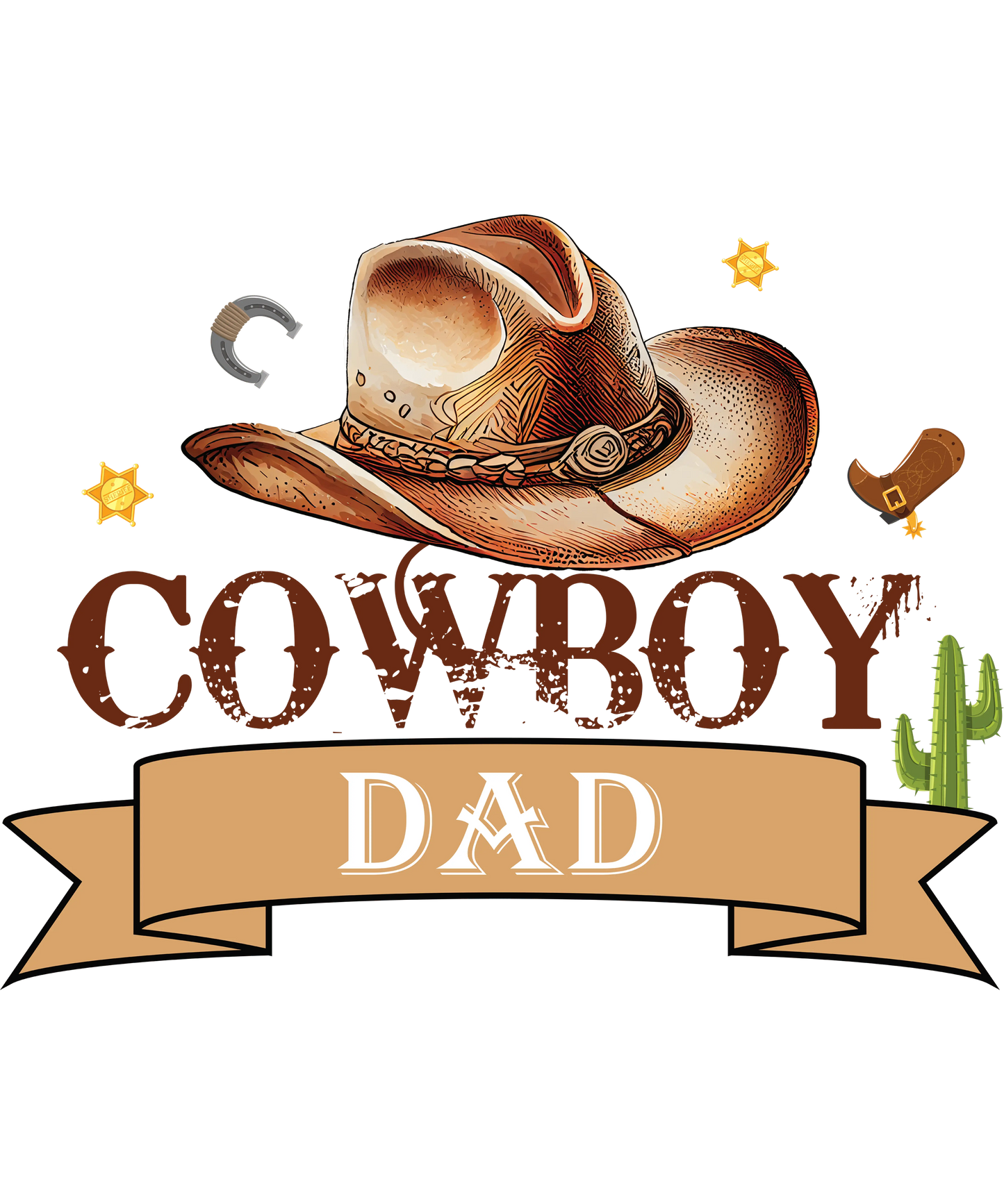 Cowboy Dad Design - DTF Ready To Press