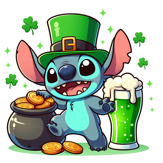 Lilo & Stitch Saint Patty Luck Charm Design - DTF Ready To Press