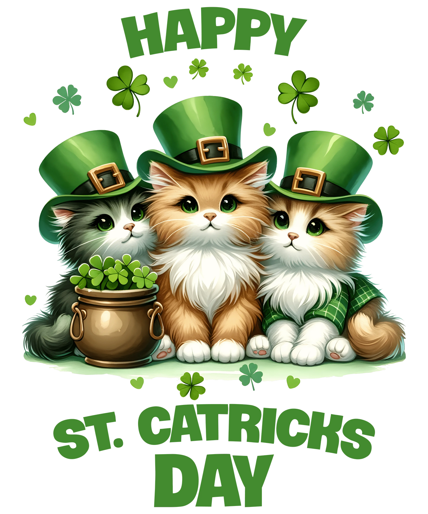 Happy ST. Patricks Day Funny Cat Design - DTF Ready To Press