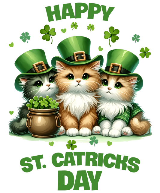 Happy ST. Patricks Day Funny Cat Design - DTF Ready To Press