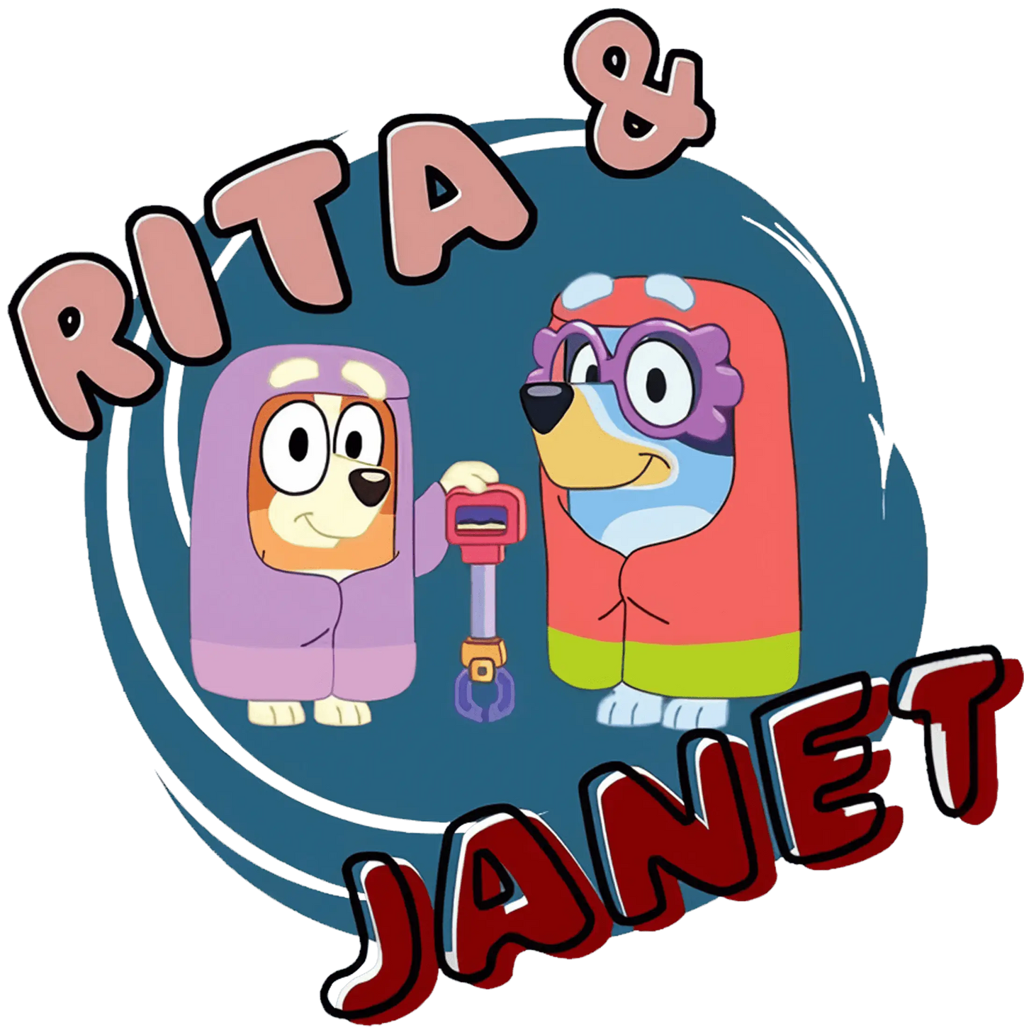 Bluey Rita And Janet Design - DTF Ready To Press
