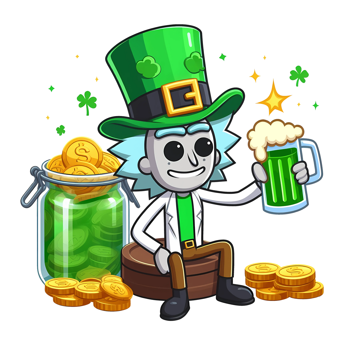 Rick Drinking Beer St Patricks Day Design - DTF Ready To Press