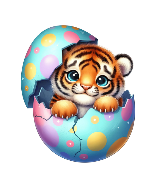 Cute Baby Tiger Easter Design - DTF Ready To Press