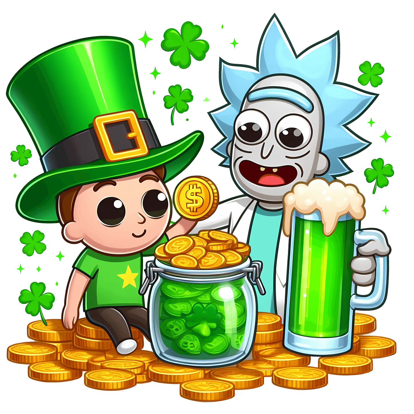 Rick and Morty Saint Patrick's Day Beer Design - DTF Ready To Press