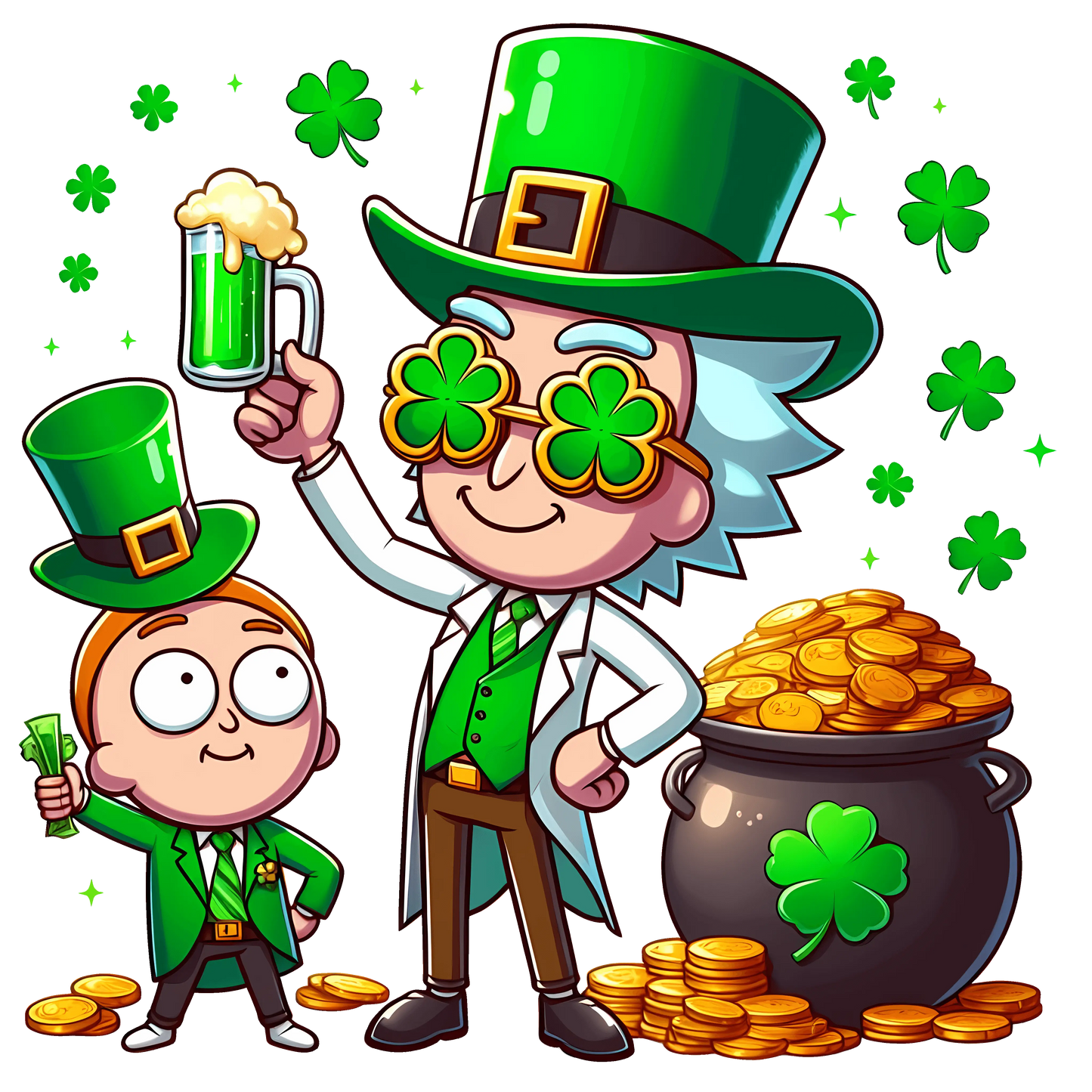 Rick and Morty Lucky Day St Patrick's Design - DTF Ready To Press