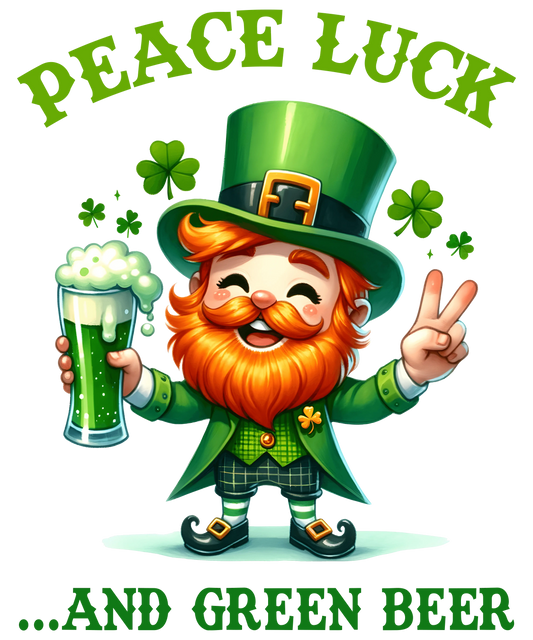 Peace Luck Funny St Patrick's Day Design- DTF Ready To Press
