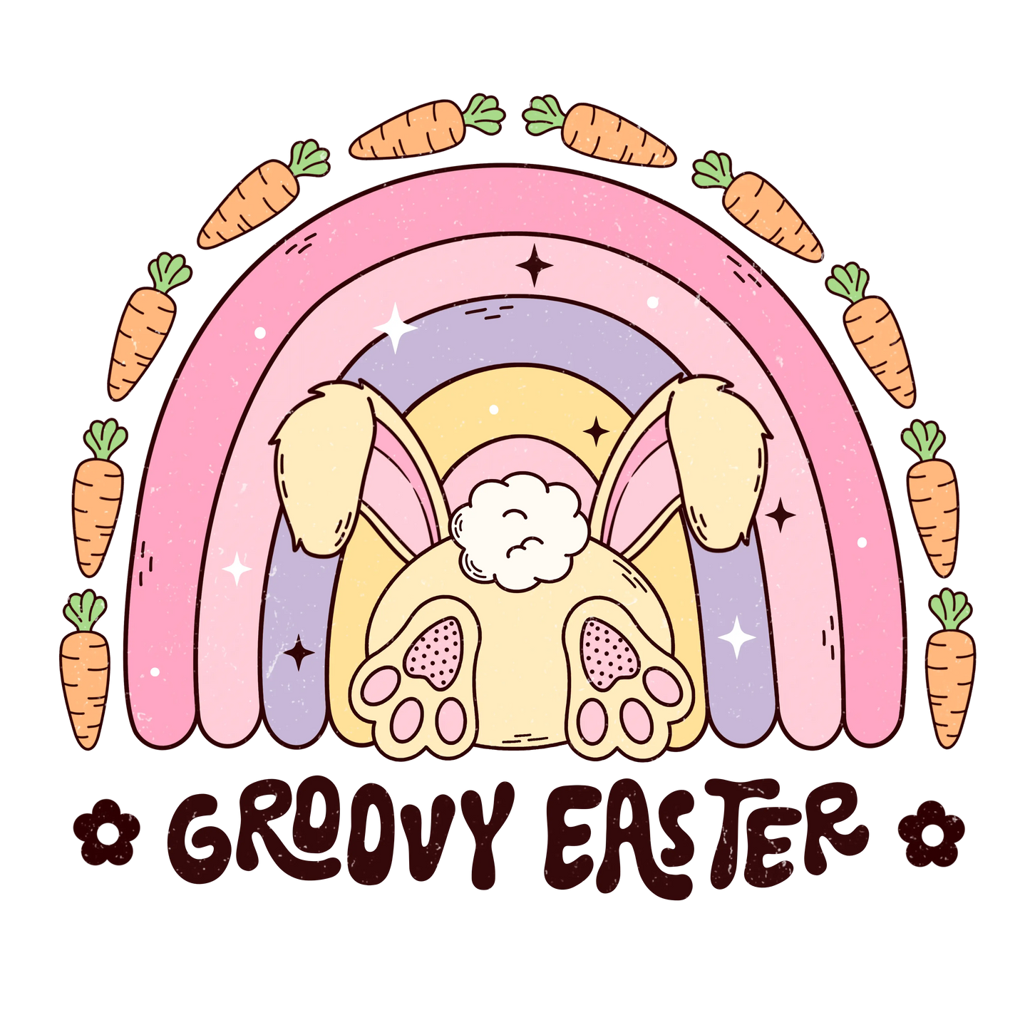 Retro Groovy Easter Design - DTF Ready To Press