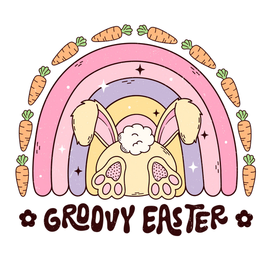 Retro Groovy Easter Design - DTF Ready To Press
