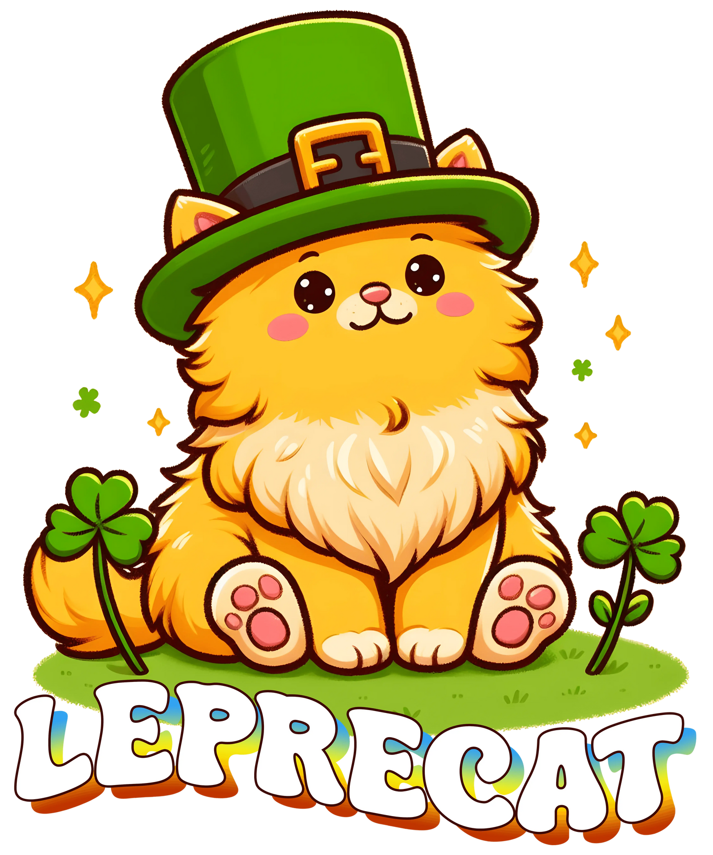 Saint Patricks Day Leprechaun Cat Design - DTF Ready To Press