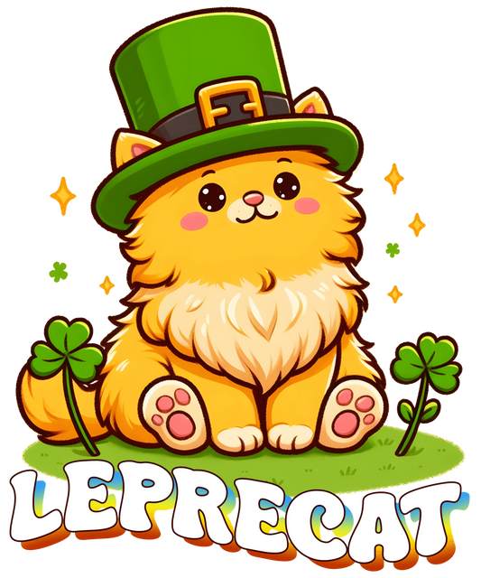 Saint Patricks Day Leprechaun Cat Design - DTF Ready To Press