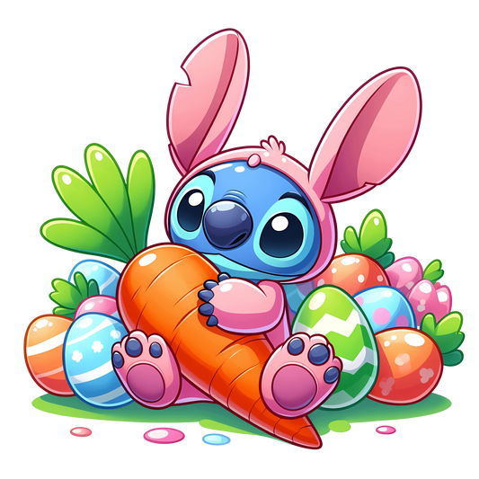 Cute Stitch Easter Design - DTF Ready To Press