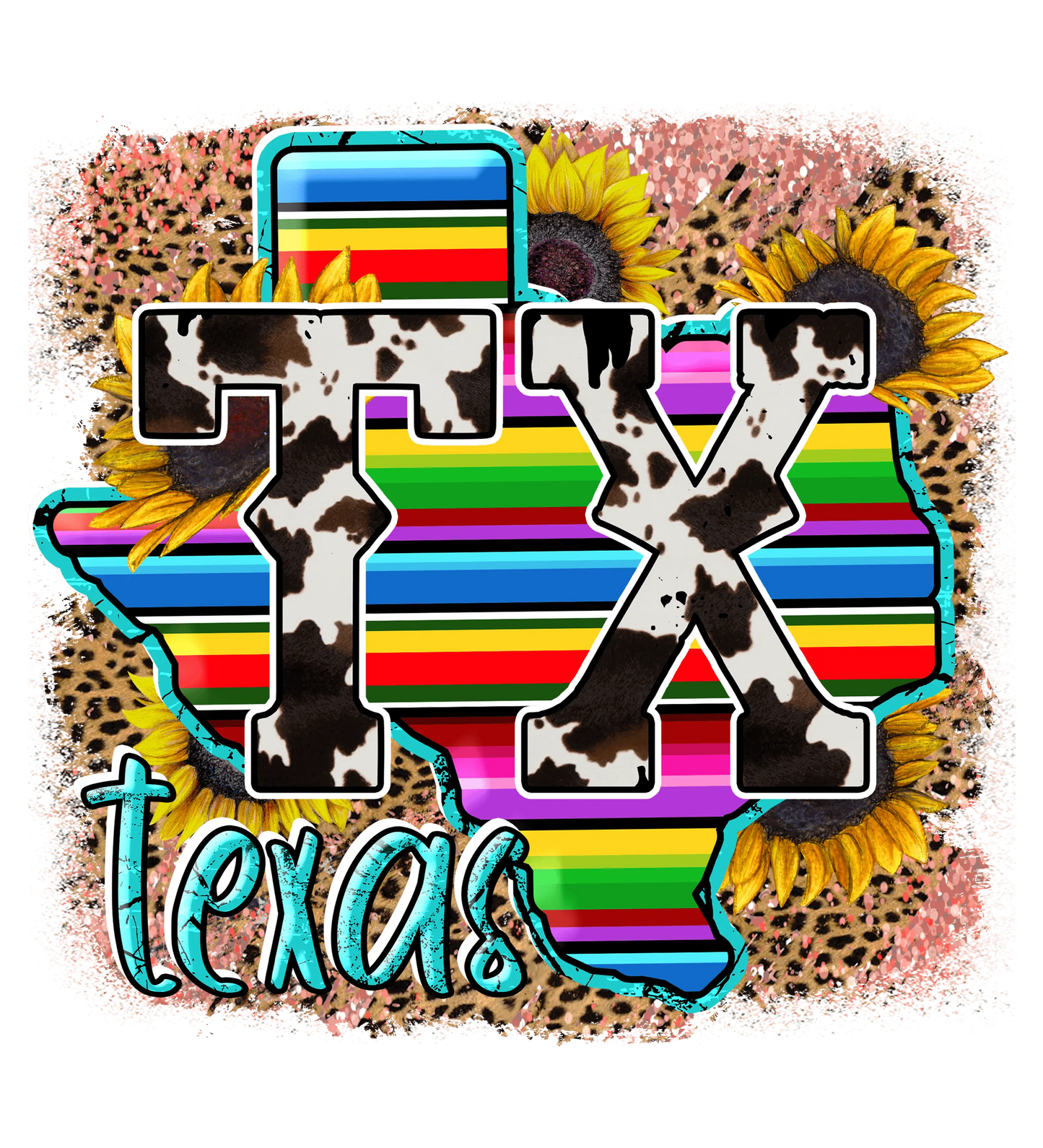 Tx Texas Leopard Design - DTF Ready To Press