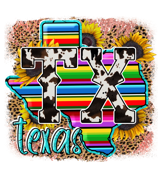 Tx Texas Leopard Design - DTF Ready To Press