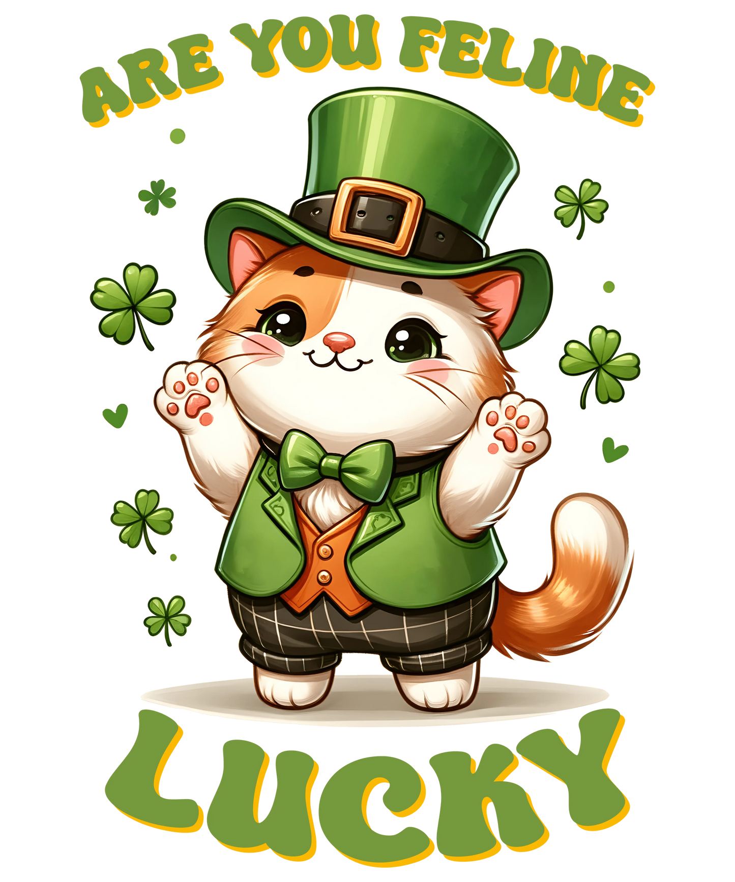 Happy Patrick's Day Feline Lucky Cat Design- DTF Ready To Press