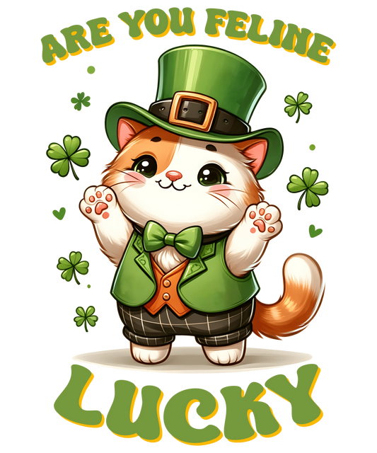 Happy Patrick's Day Feline Lucky Cat Design- DTF Ready To Press