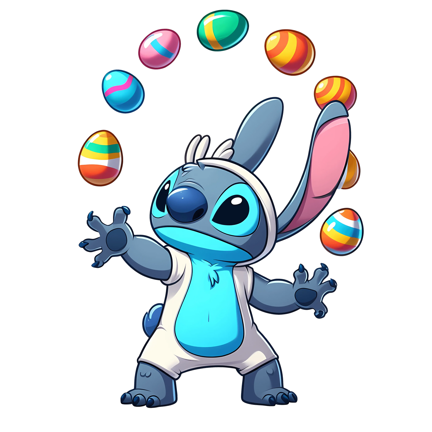 Stitch and Colorful Easter Egg Design - DTF Ready To Press