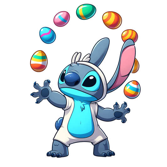 Stitch and Colorful Easter Egg Design - DTF Ready To Press