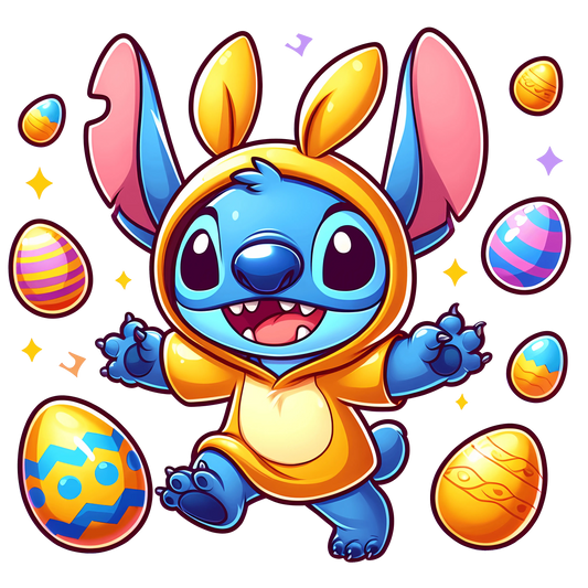 Bunny Stitch and Easter Eggs Design - DTF Ready To Press