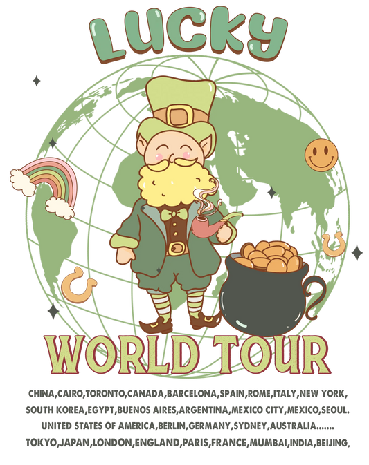 Lucky Gnome World Tour Patrick's Day Design - DTF Ready To Press