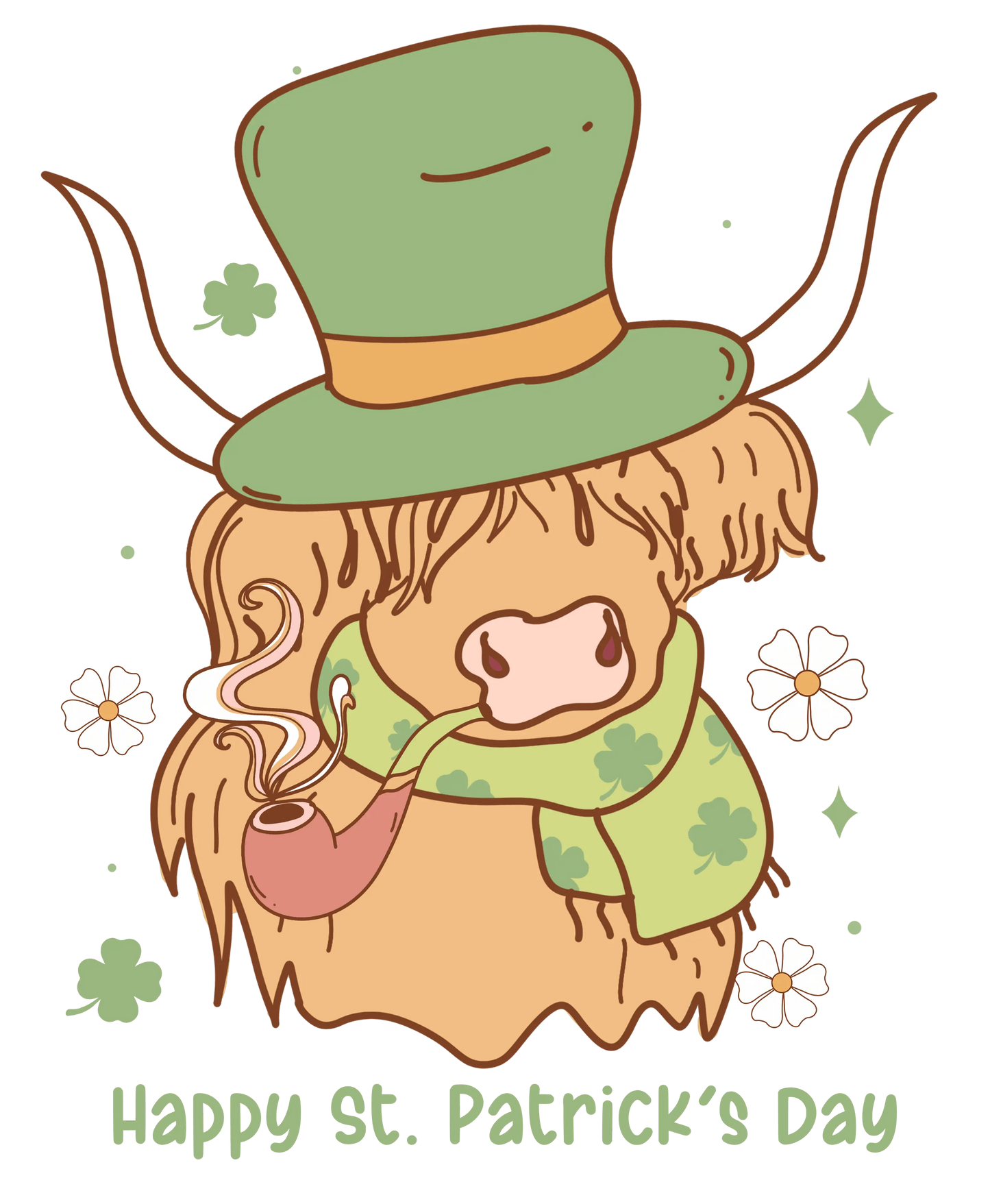 Funny Patrick's Day Cow Western Design - DTF Ready To Press