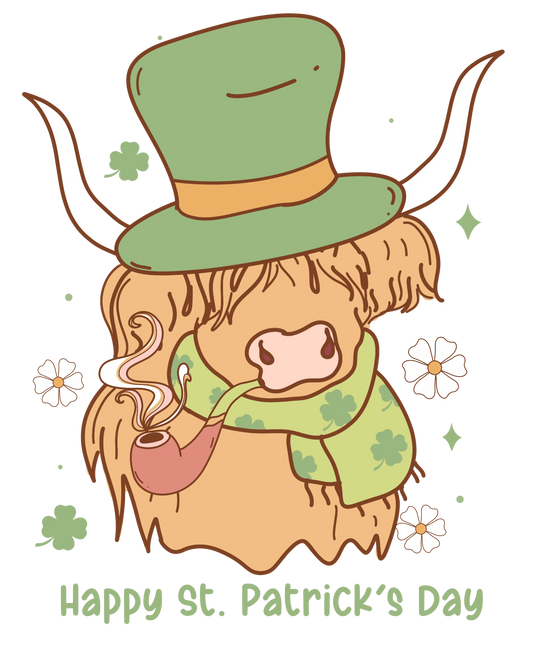 Funny Patrick's Day Cow Western Design - DTF Ready To Press