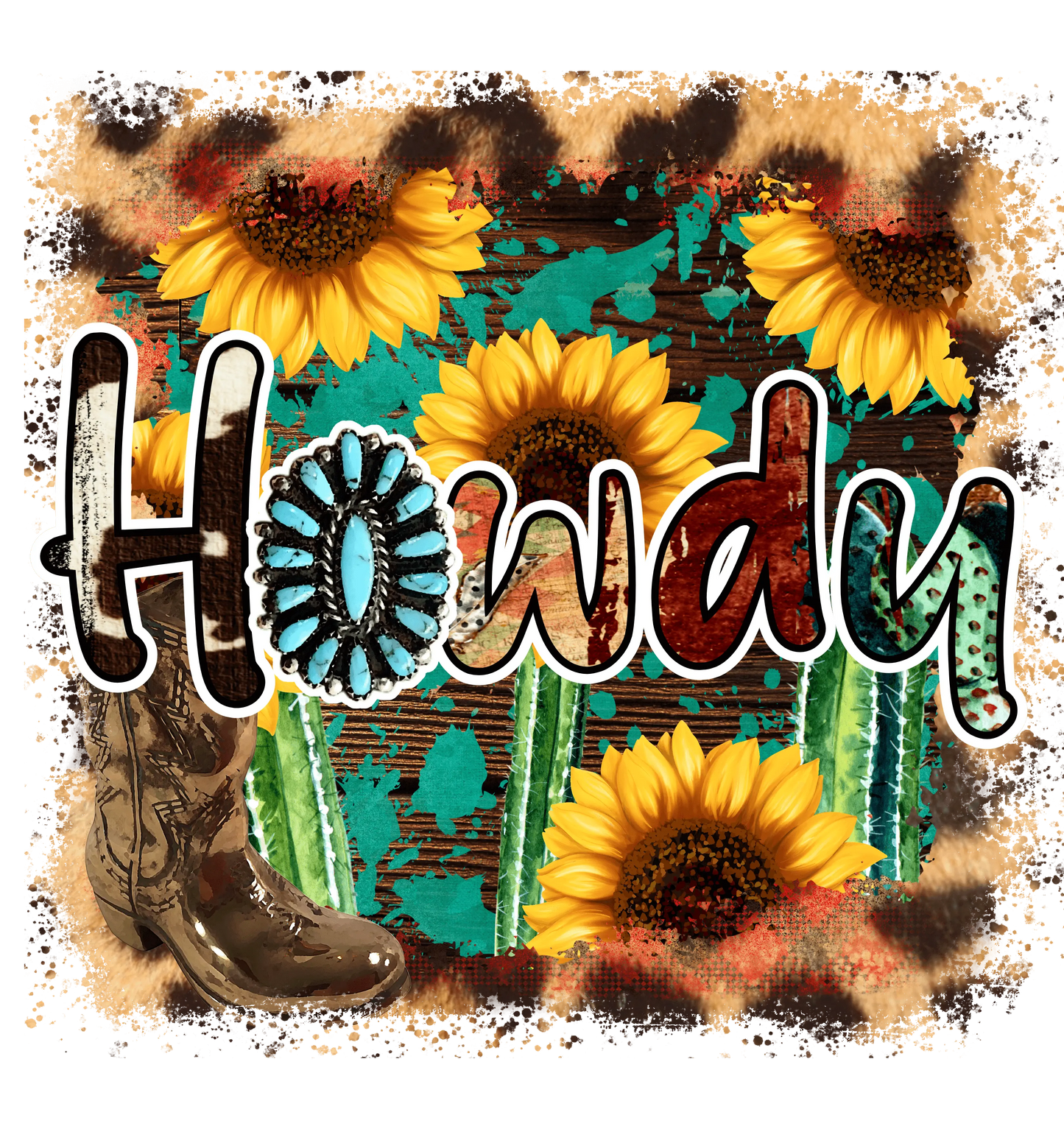 Howdy Sunflower Design - DTF Ready To Press