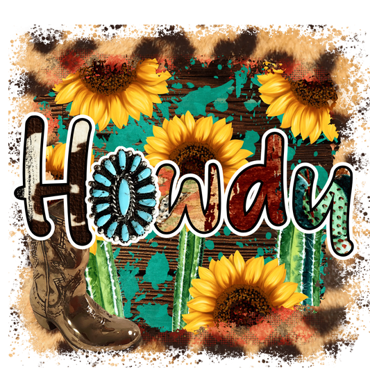 Howdy Sunflower Design - DTF Ready To Press