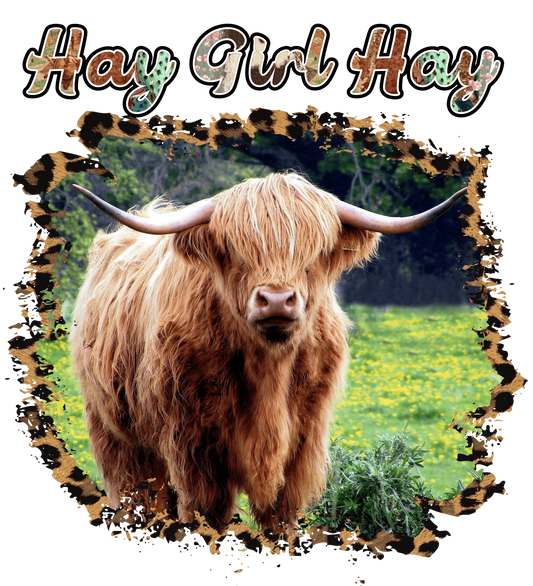 Hay Girl Hay Cow Design - DTF Ready To Press