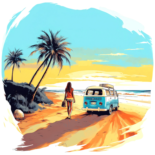 Retro Beach Vibes Design - DTF Ready To Press