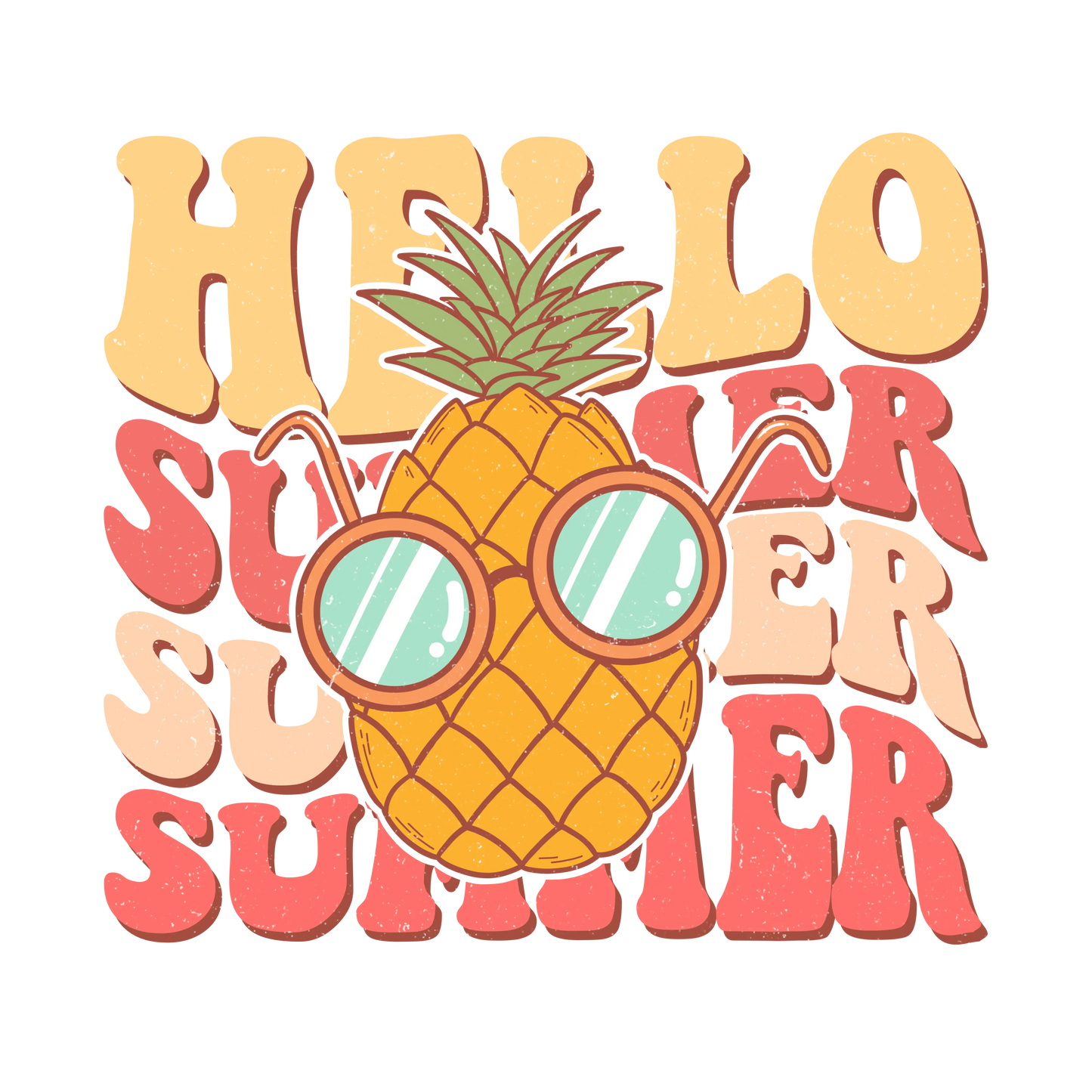Hello Summer Design - DTF Ready To Press
