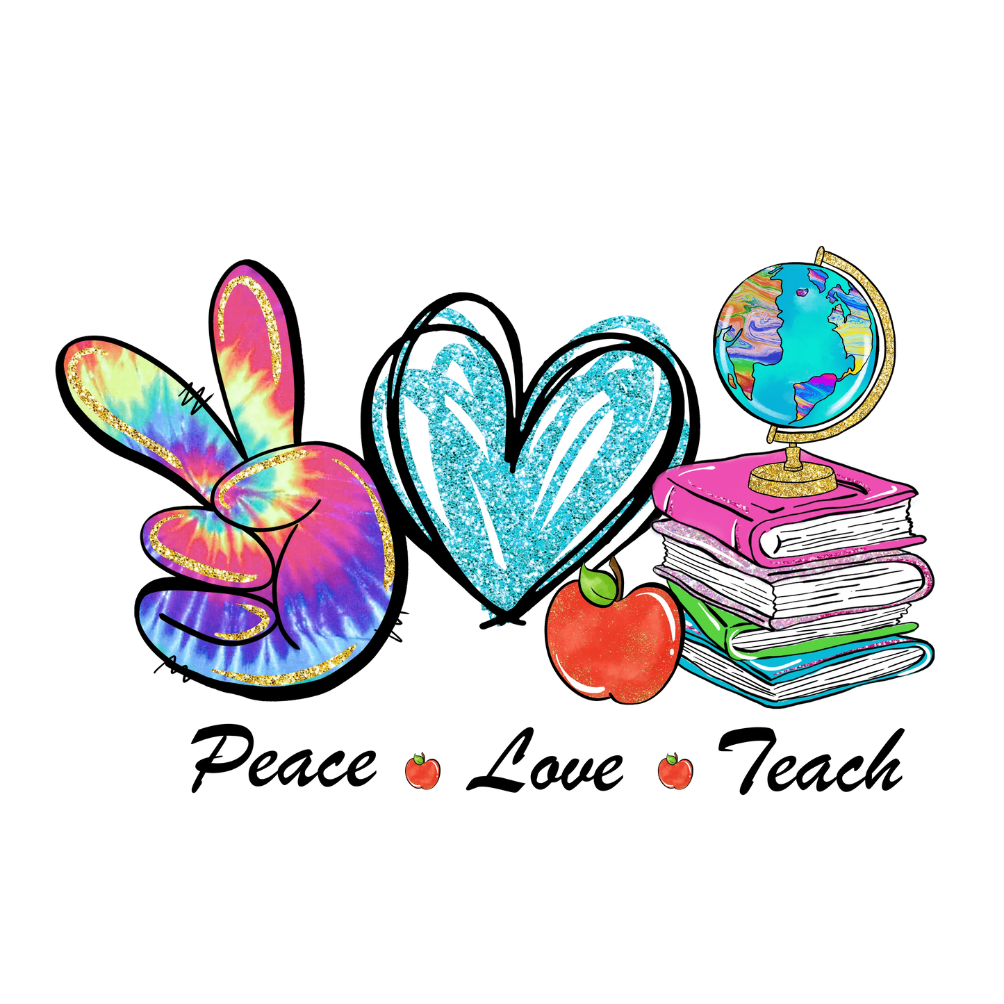 Peach Love Teach Design - DTF Ready To Press
