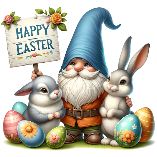 Cute Bunny Happy Easter Design - DTF Ready To Press