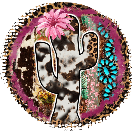 Wild Cactus Leopard Design - DTF Ready To Press