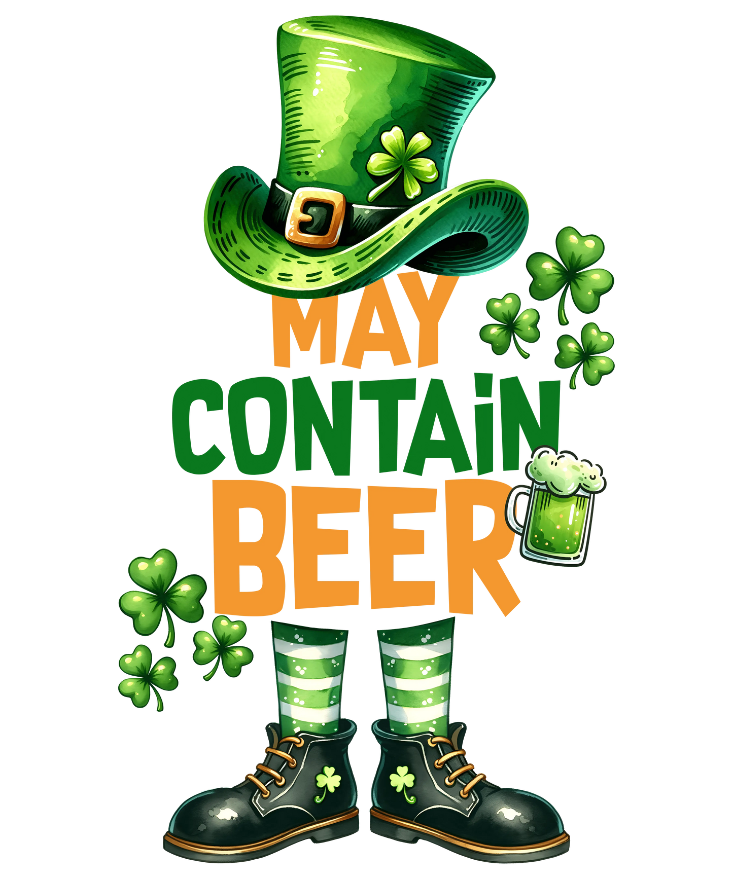 Funny Patricks Day May Contain Beer Irish Design - DTF Ready To Press