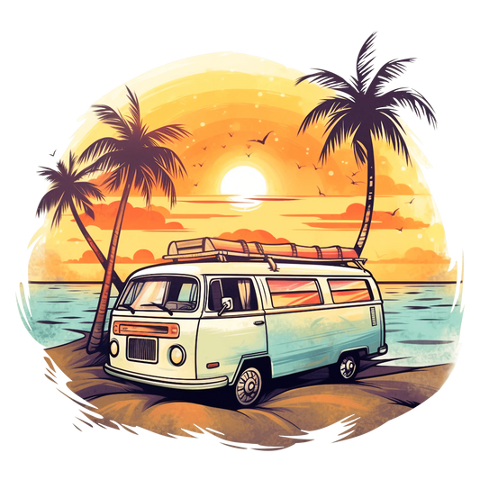 Retro Summer Sunset Design - DTF Ready To Press