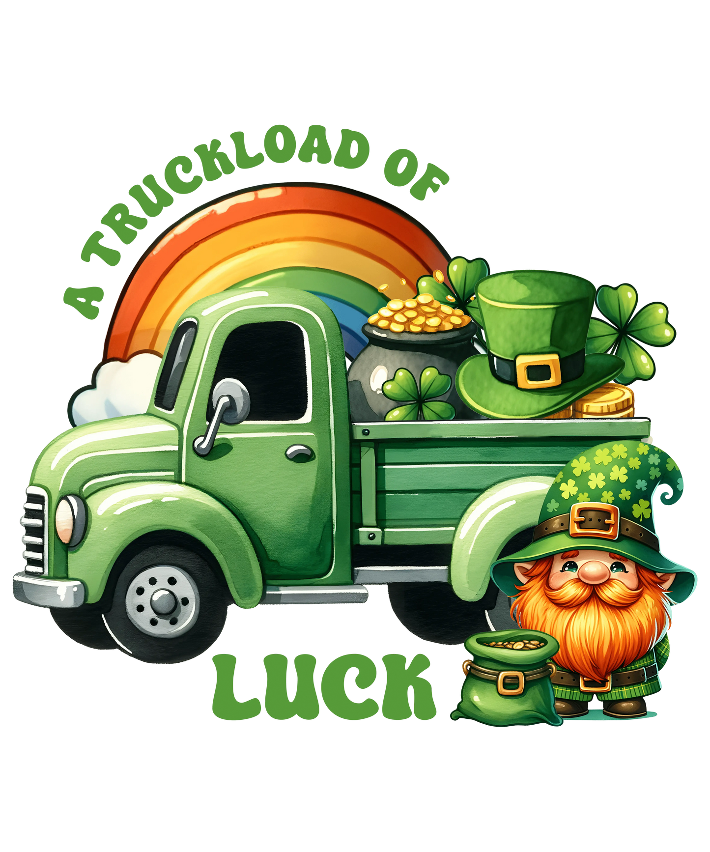St Patrick's Day Irish Lepechaun Truck Design - DTF Ready To Press