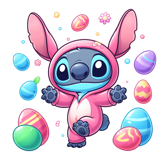 Happy Easter Stitch and Easter Egg Design - DTF Ready To Press