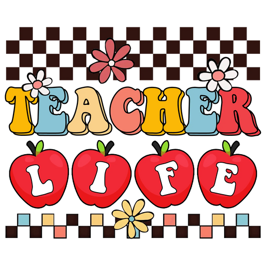 Retro Teacher Life Design - DTF Ready To Press