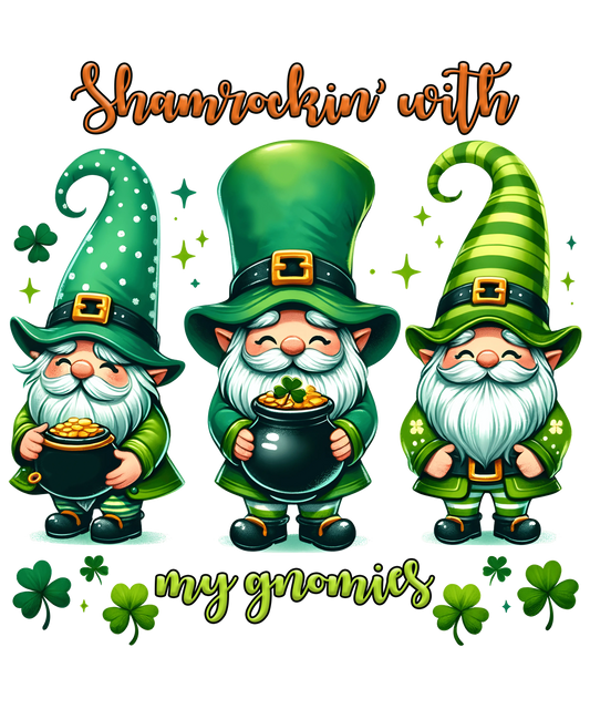 Happy Patrick's Day Cute Gnomies Design - DTF Ready To Press