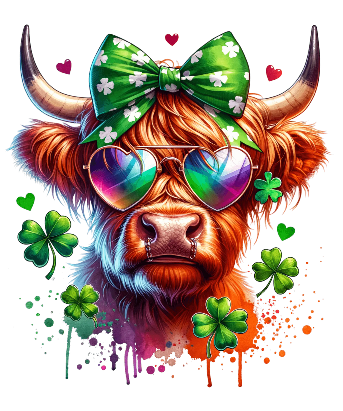 St. Paddy's Day Cool Highland Cow Design - DTF Ready To Press