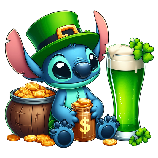 Lilo And Stitch St Patty's Day Design - DTF Ready To Press