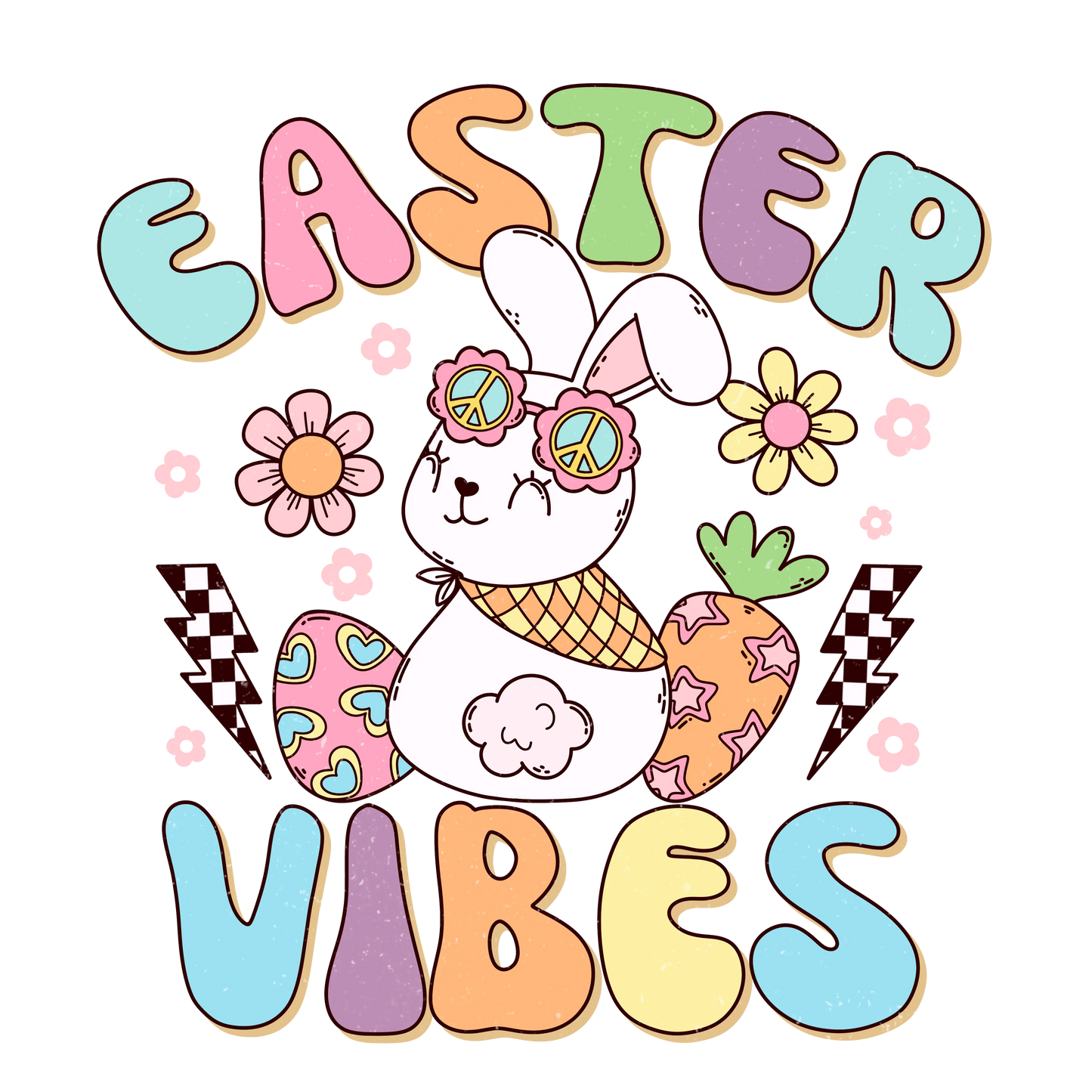 Retro Easter Vibes Design - DTF Ready To Press