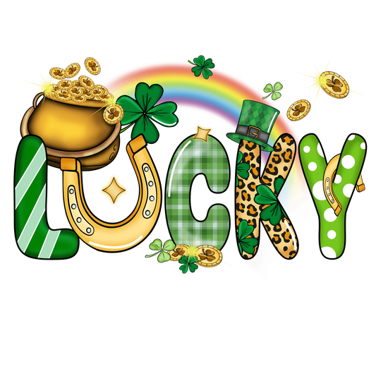 Lucky Saint Patrick's Day Rainbow Gold Design - DTF Ready To Press