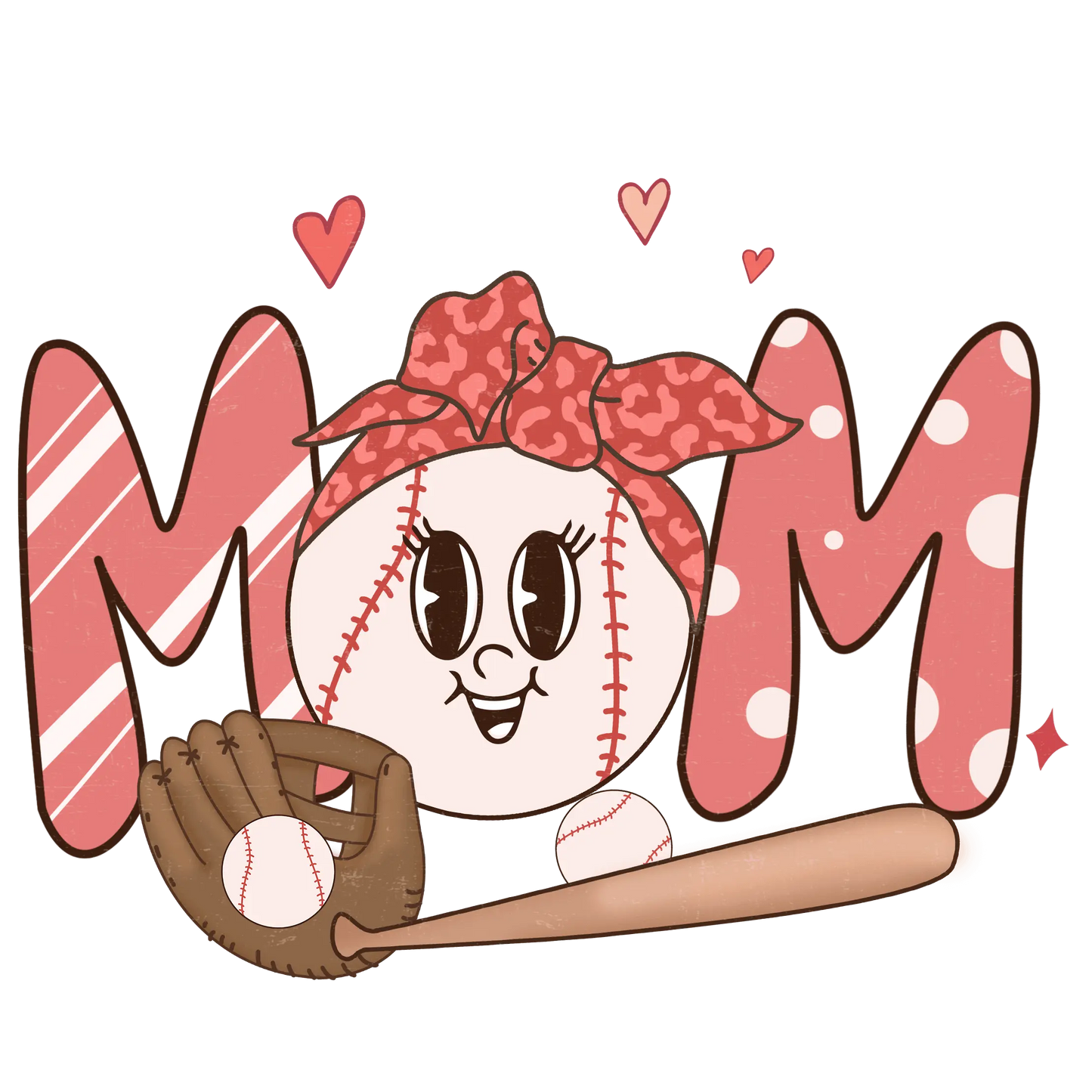 Retro Baseball Mom Design - DTF Ready To Press