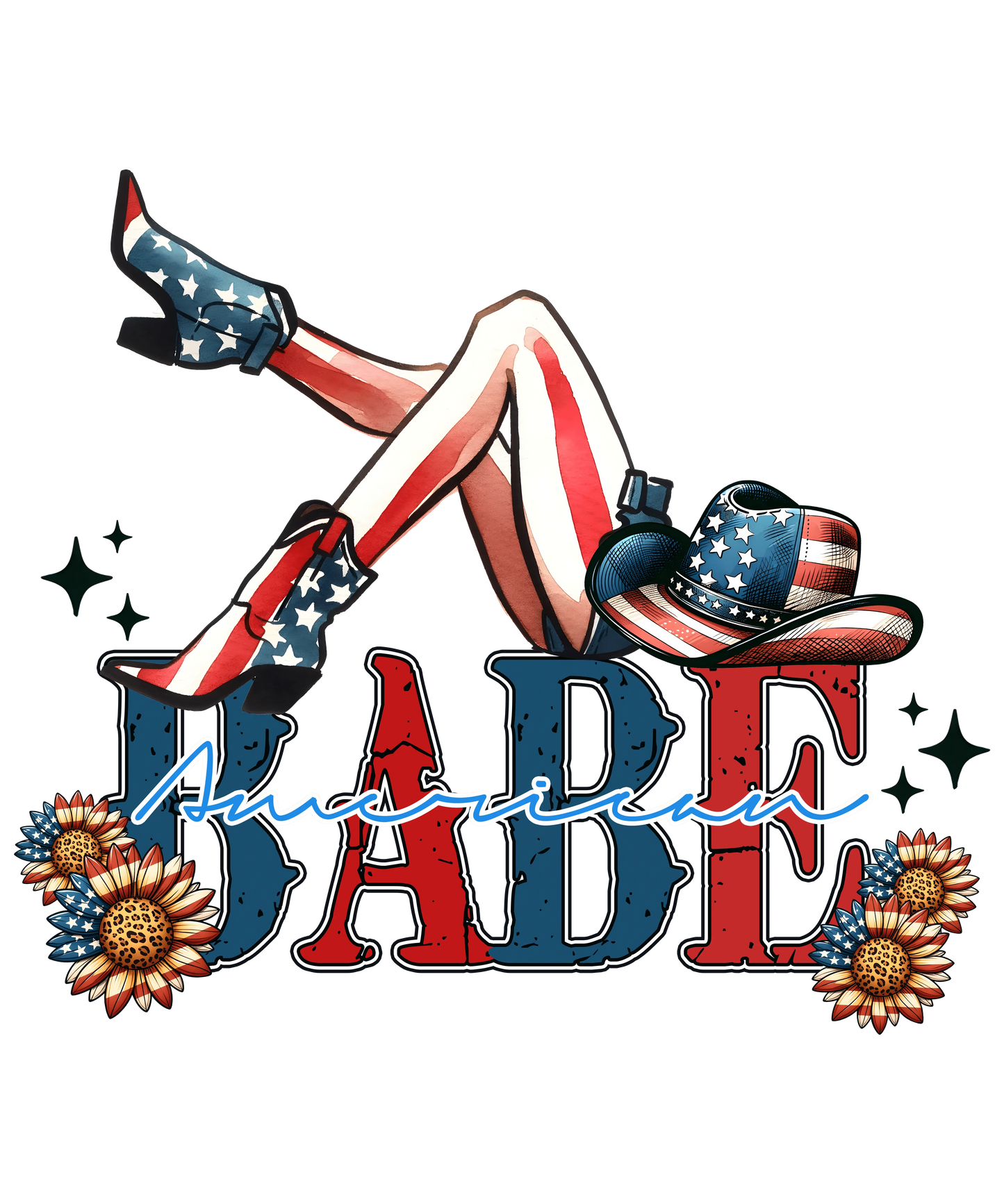 American Babe Western Design - DTF Ready To Press