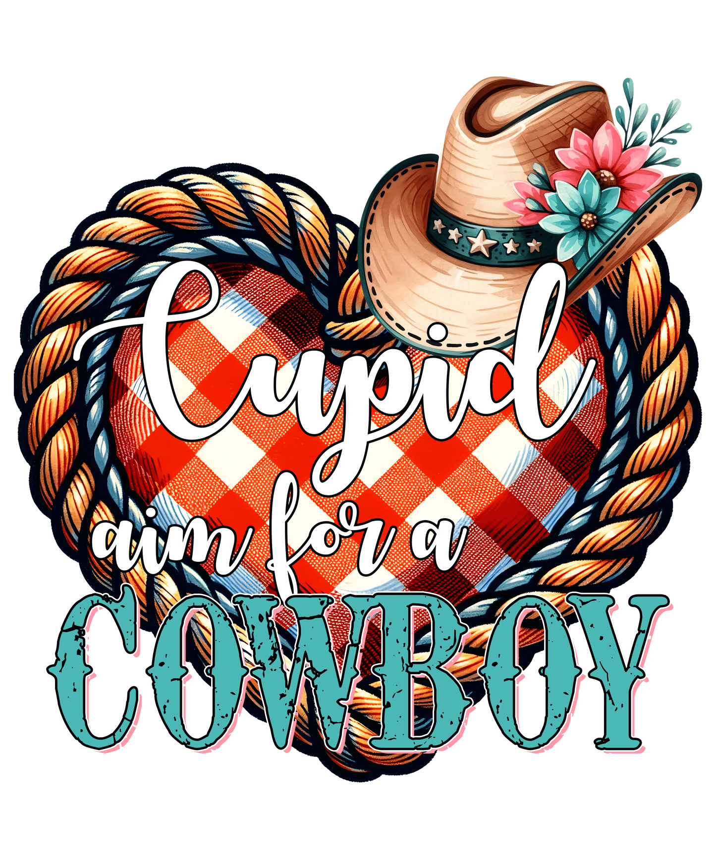Cupid Aim For A Cowboy Western Design - DTF Ready To Press