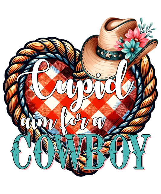 Cupid Aim For A Cowboy Western Design - DTF Ready To Press